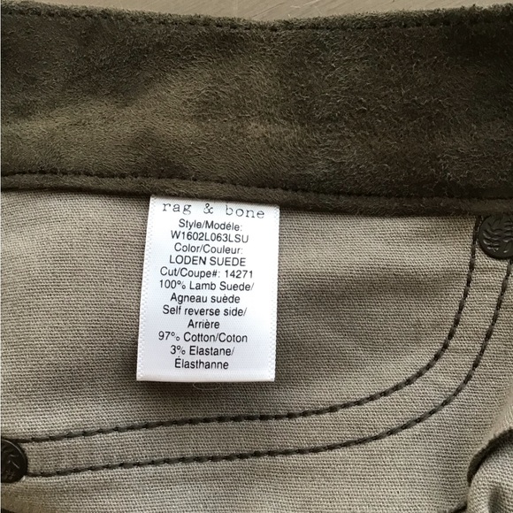💕HOST PICK💕 NWOT Rag & Bone Loden Stretch Suede Skinny Jeans - Picture 11 of 13